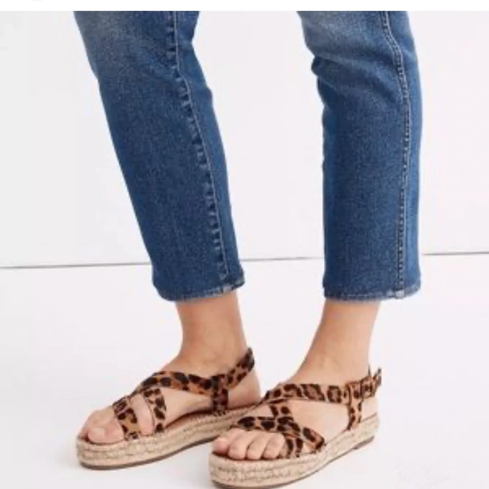 Madewell asymmetrical espadrille sandals in calf‎ hair ladies size 8 NEW AM198